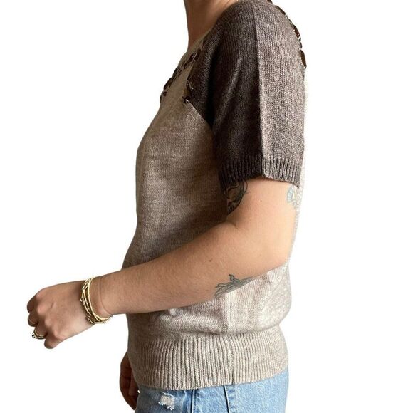 NWOT J Crew Womens Alpaca Wool Blend Crew Jewel Embroidered Short Sleeve Sweater - Picture 9 of 10